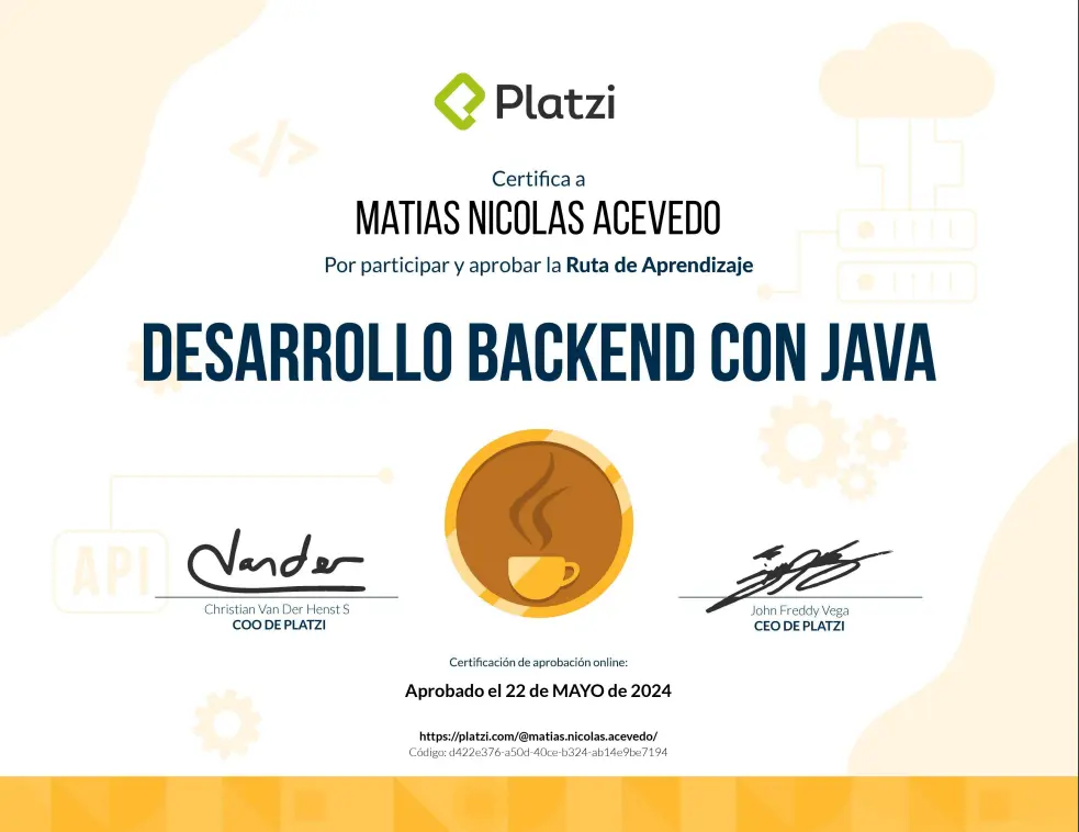 Certificado de Desarrollo Backend con Java